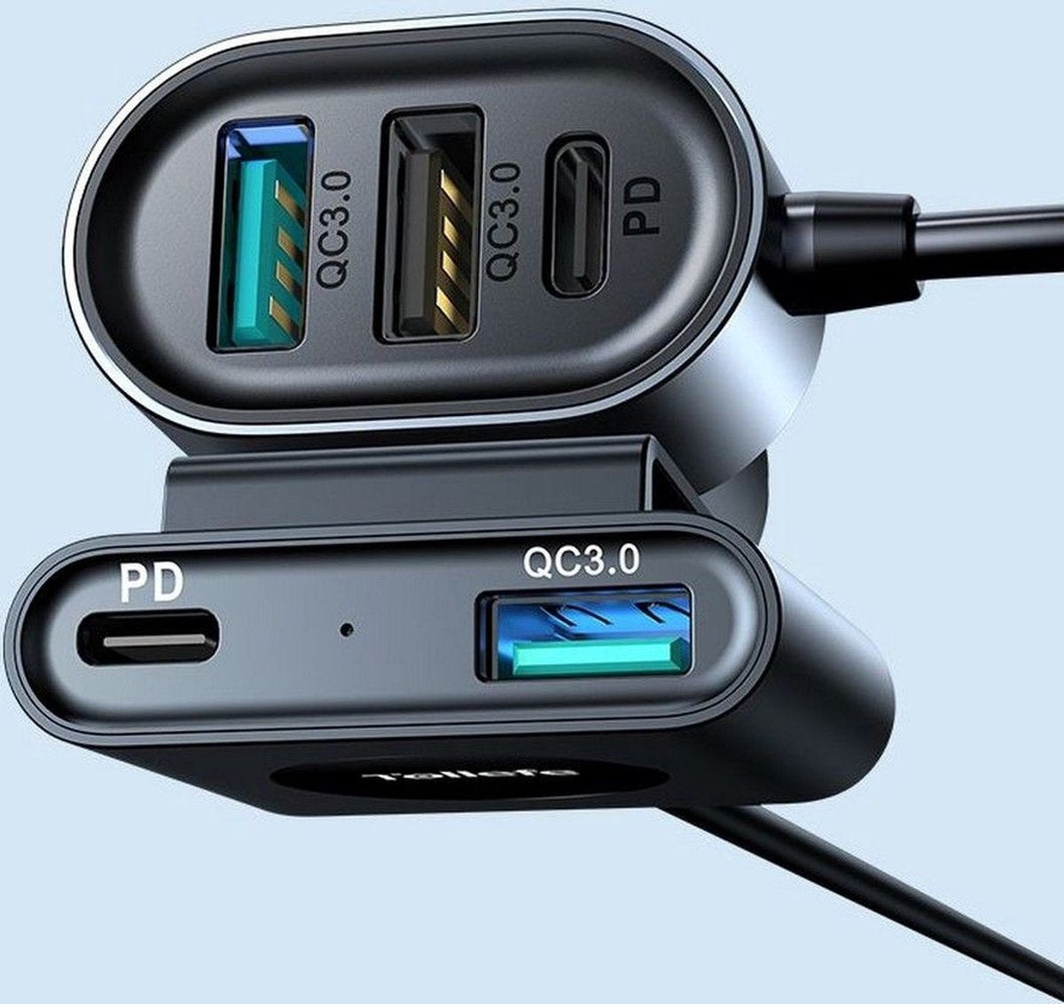 72W Car Charger with USB-A and USB-C ports