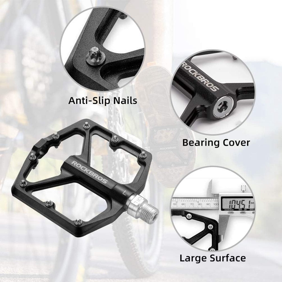 ROCKBROS Fietspedalen 9/16" - Aluminium Antislip, Ultralicht - Zwart