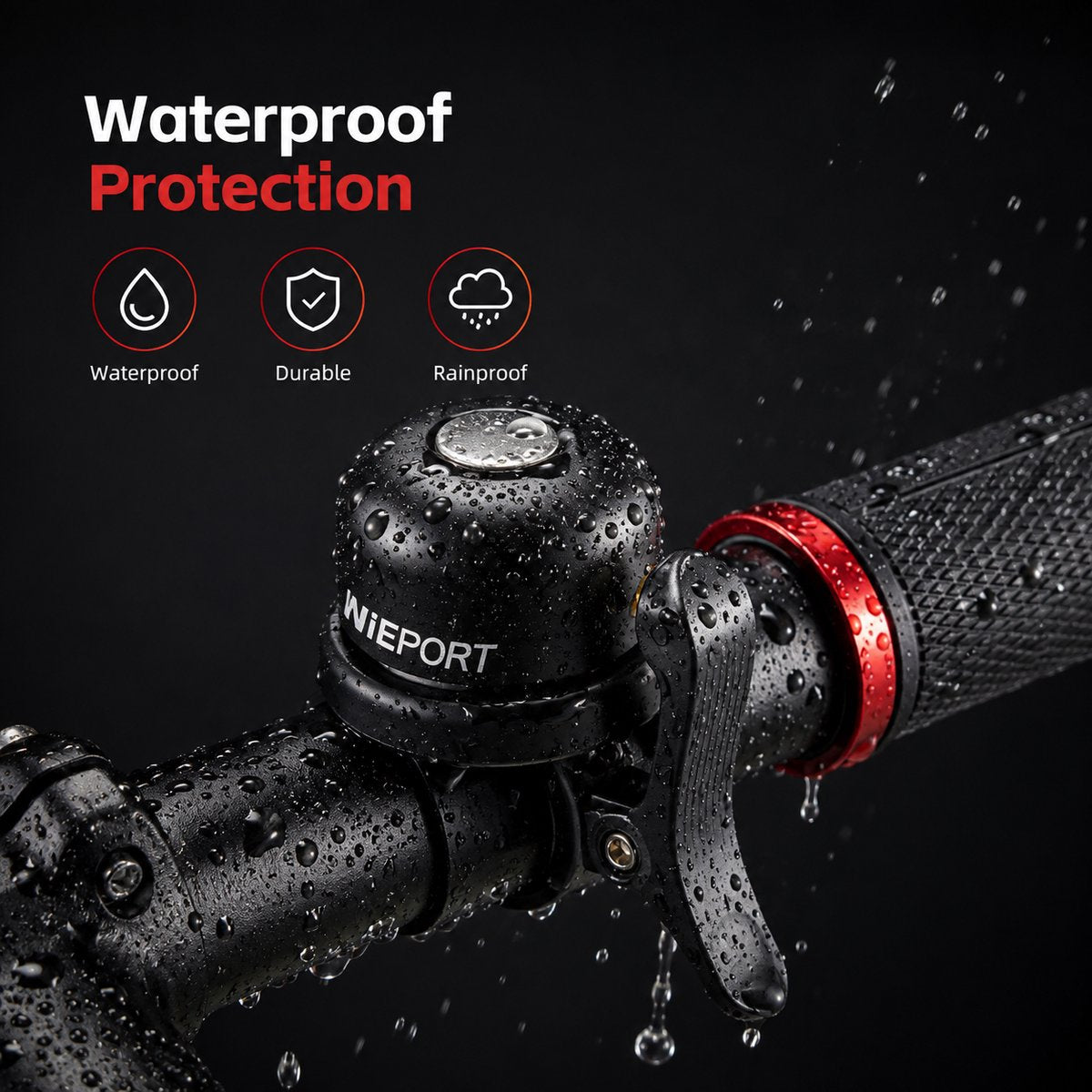 Wieport Fietsbel met AirTag Houder - Universeel en Waterdicht - Zwart