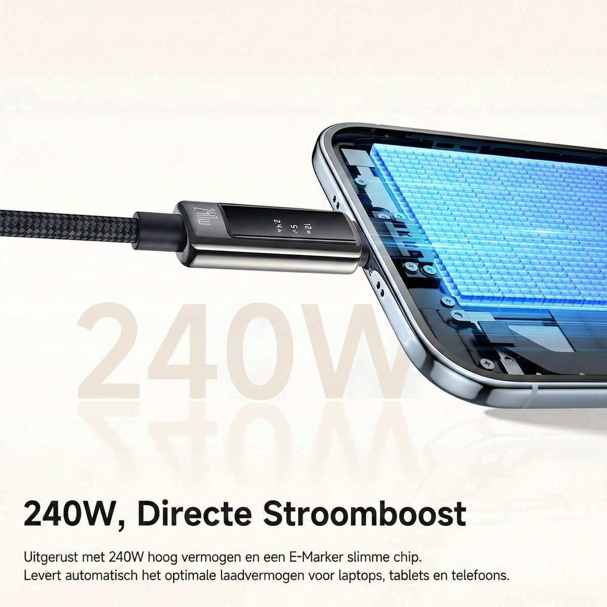 Cable USB-C to USB-C 240W with OLED Display - 1.2M