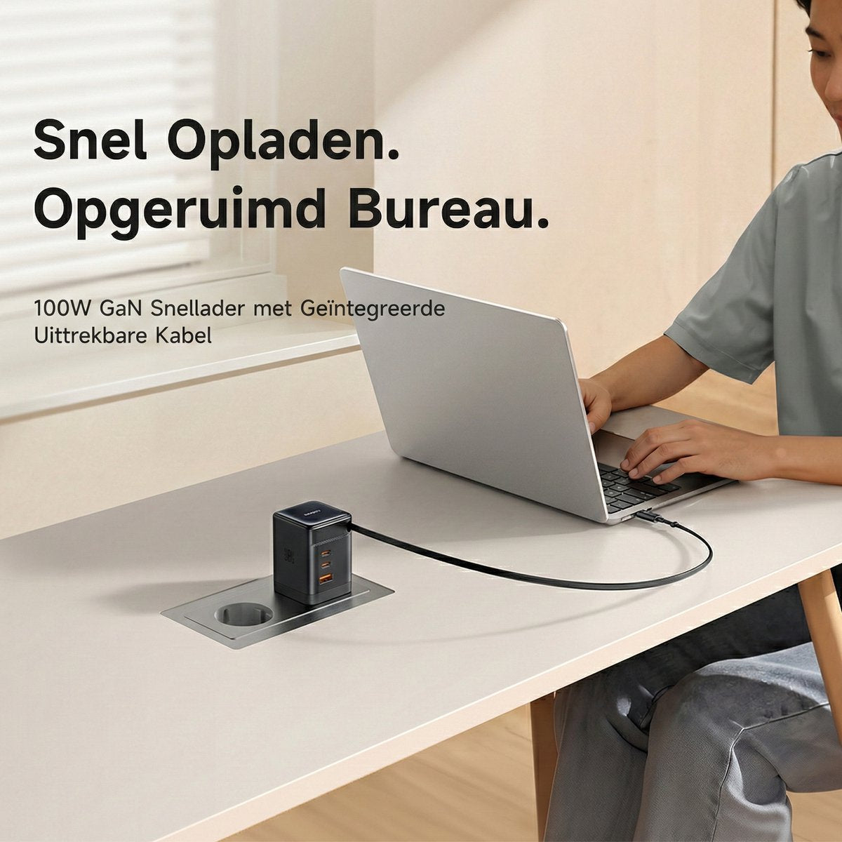 3-in-1 Fast Charger 100W with 70cm USB-C Cable