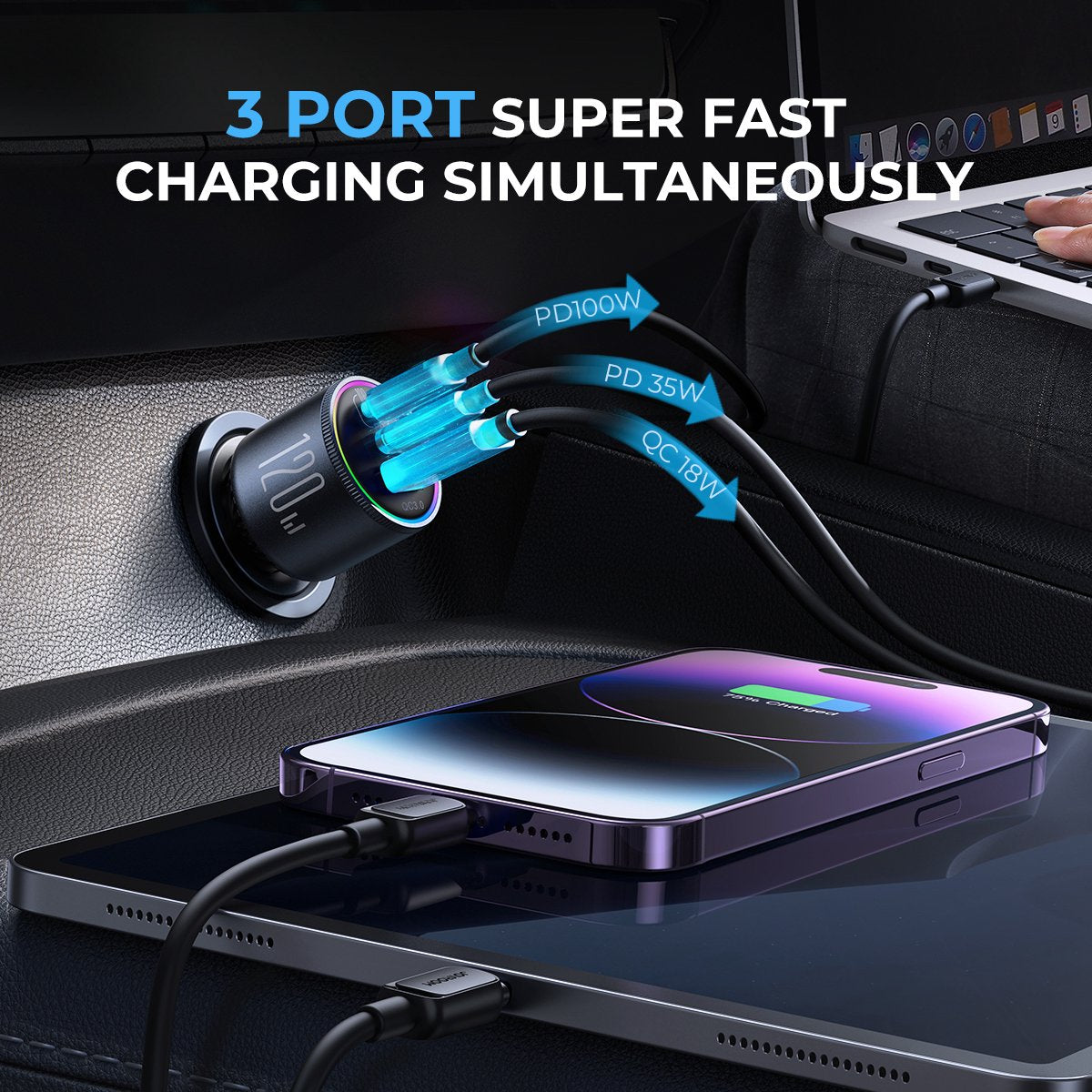 Car charger 120w with 100W USB-C cable