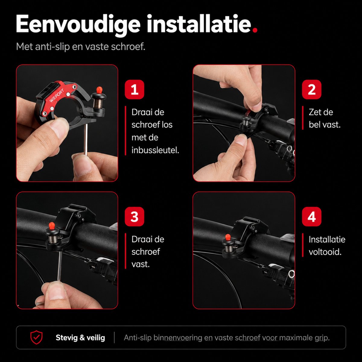 Wieport Compacte Fietsbel - Luid en Helder Geluid - RVS Aluminium - Universele Montage - Zilver