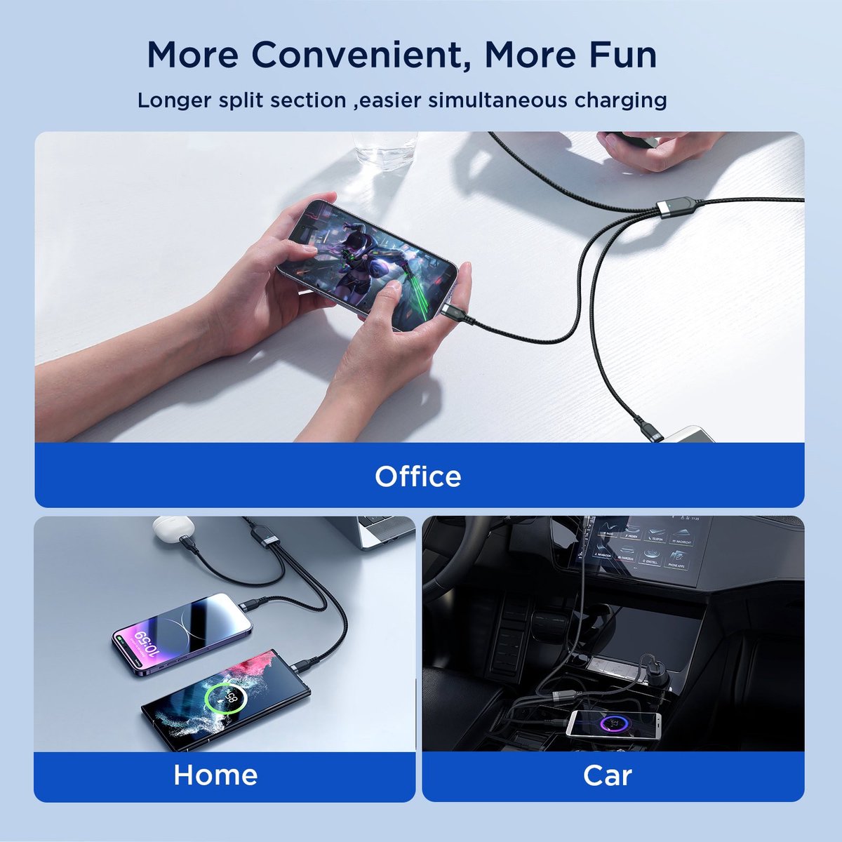 3in1 USB C naar USB C, Lightning en Micro USB