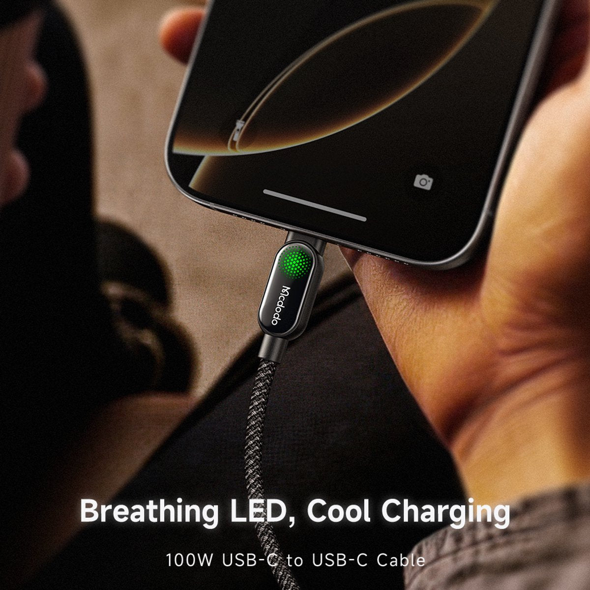 USB C to USB C Cable - 100W Fast Charger with Ambient Light - 1.2 Meter