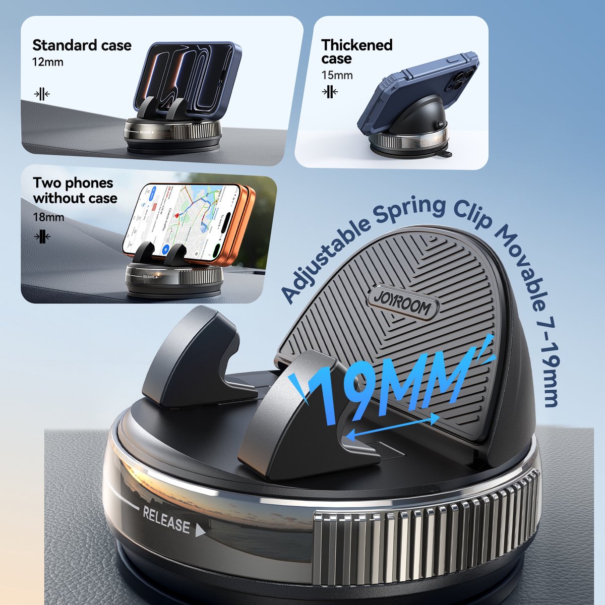 Joyroom Dashboard Telefonhalter - 360° drehbar, Schwarz - Für Auto, Wohnmobil, Schreibtisch