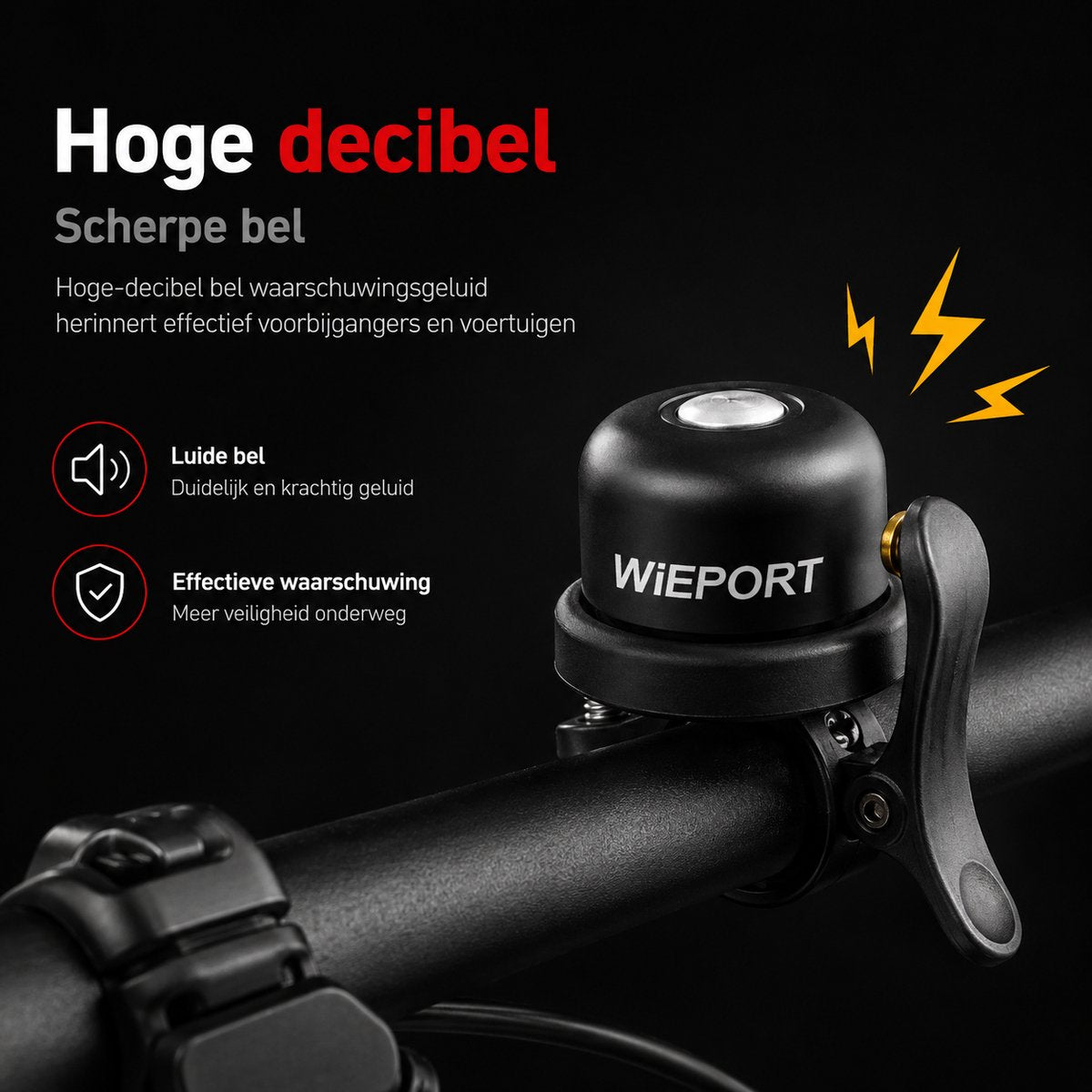 Wieport Fietsbel met AirTag Houder - Universeel en Waterdicht - Zwart