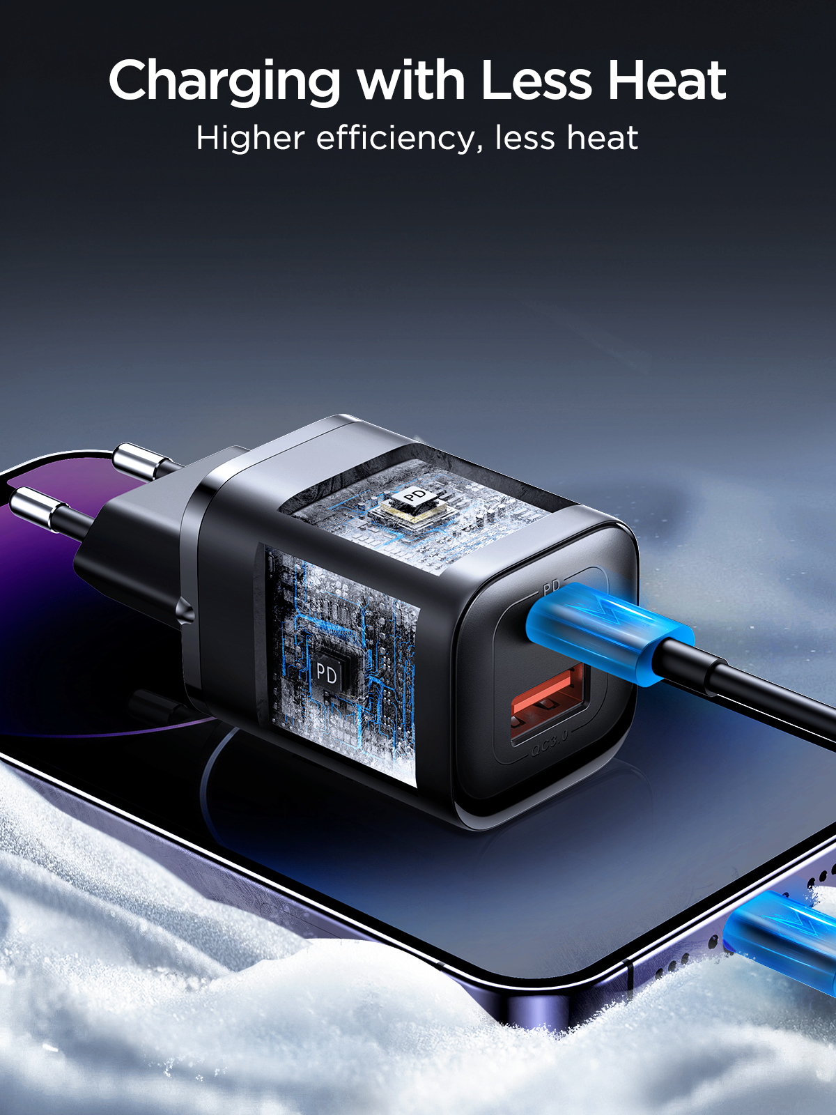 2in1 Oplader met USB C & USB-A 30W - Snellader