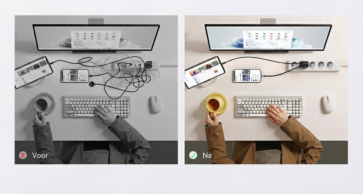 3in1 Oplader met Uittrekbare USB C Kabel - Snellader 35W