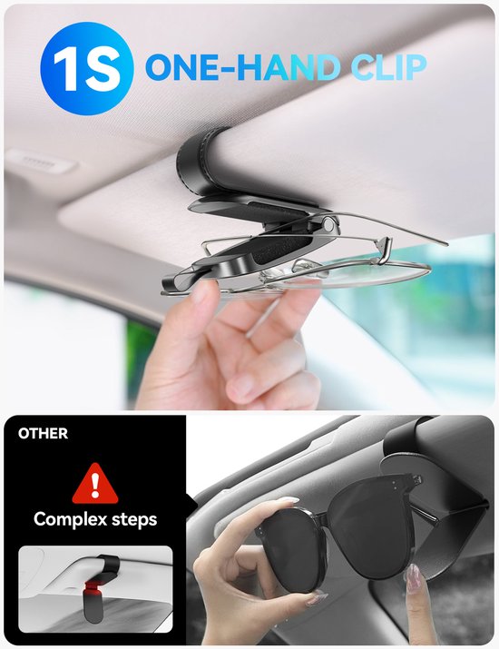 Joyroom Zonnebrilhouder voor Auto - Magnetische Clip - Zwart