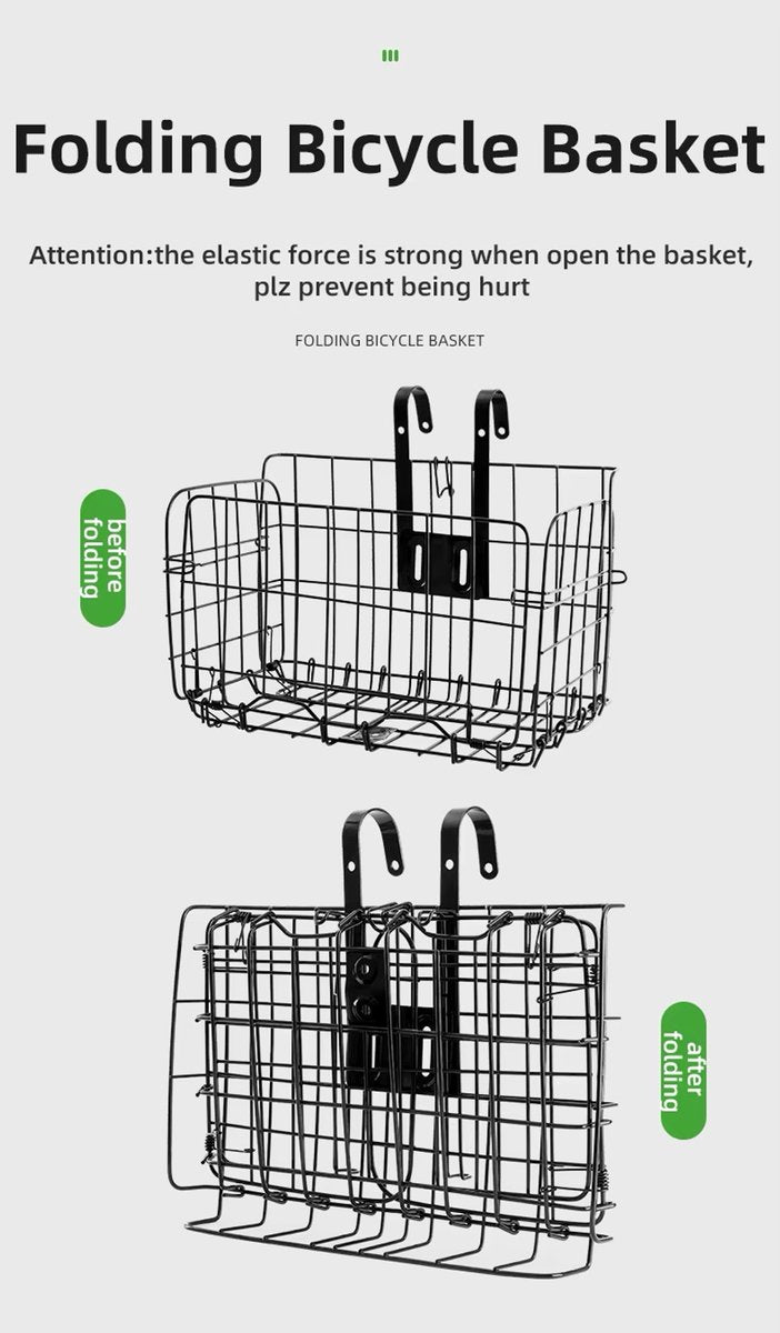 Foldable Bike Basket for Front and Back - Easy Removable