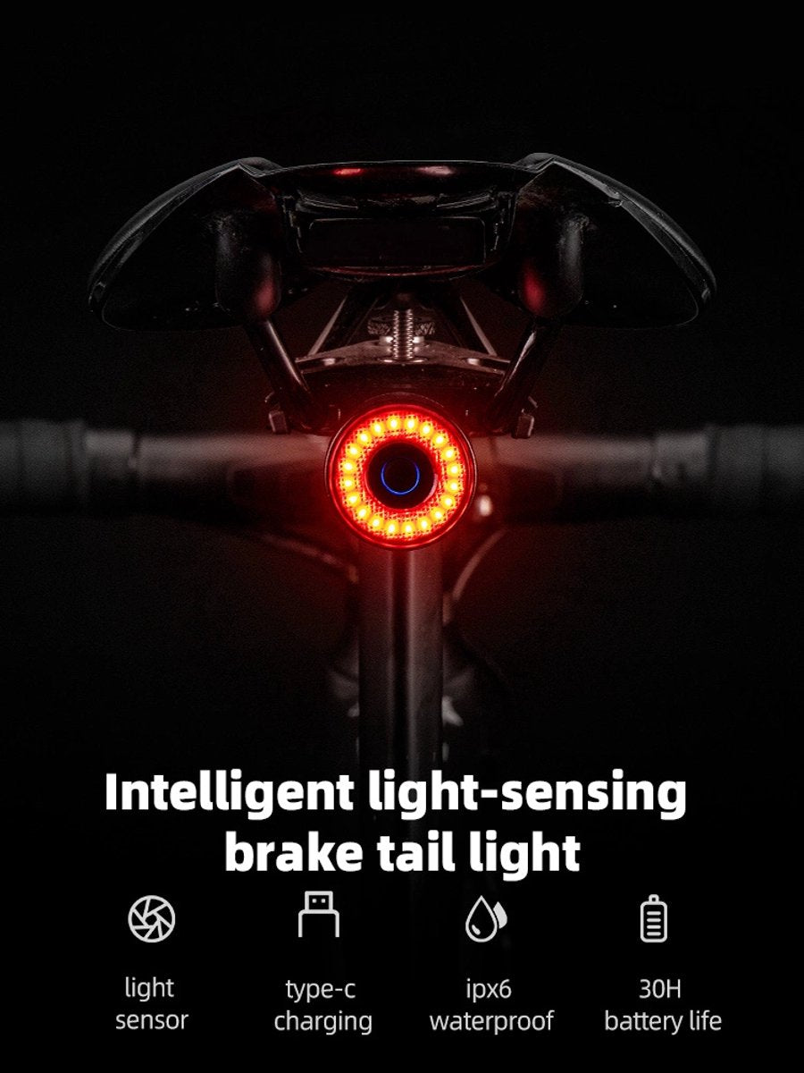 Smart Bike Tail Light with Brake Sensor - 90 lumen - Rechargeable - IPX5 Water Resistant