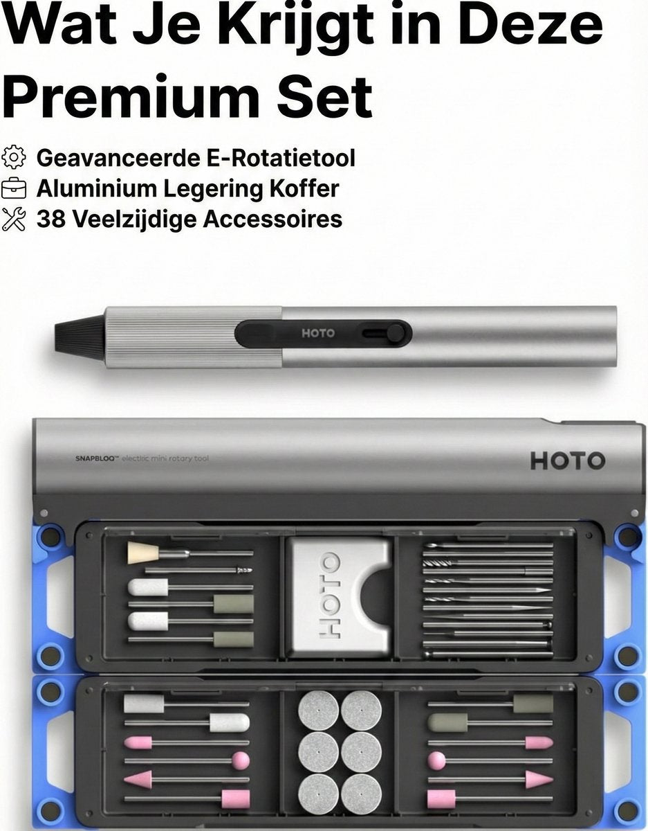 HOTO SnapBloq - Mini Roterende Tool - Graveerpen - 22.000 RPM - 38 Accessoires - Draadloos