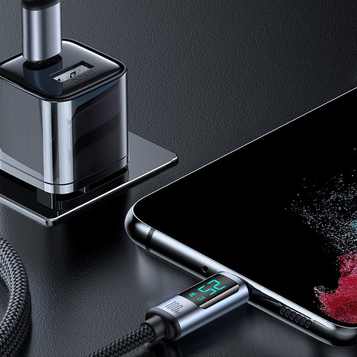 USB C naar USB C Kabel 100W met Display