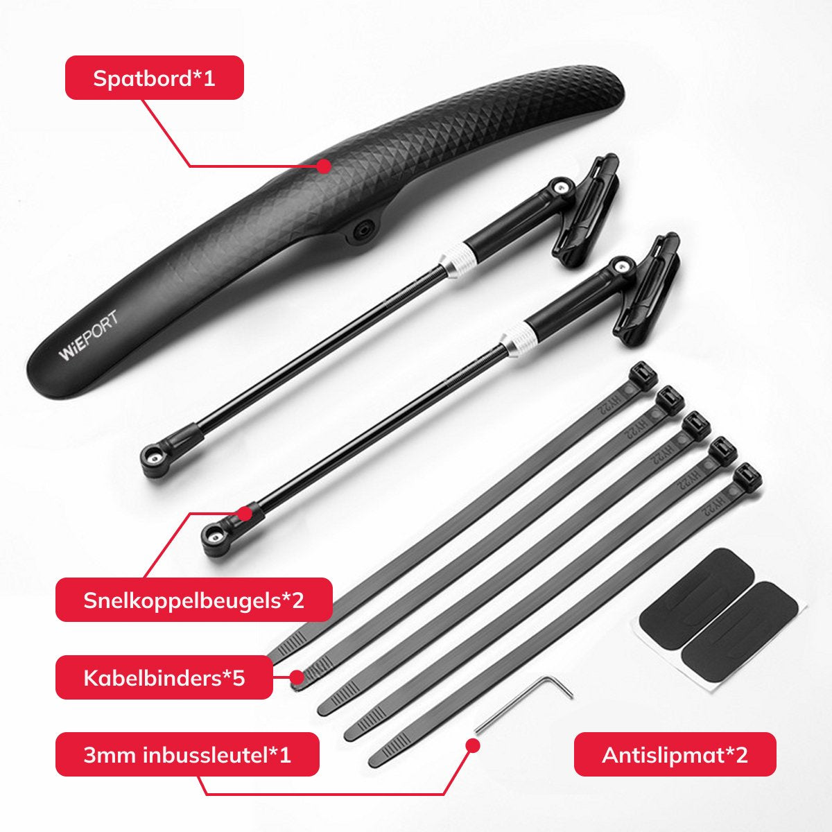 Spatbord Mountainbike & Racefiets tot 29 inch - Voorwiel en Achterwiel