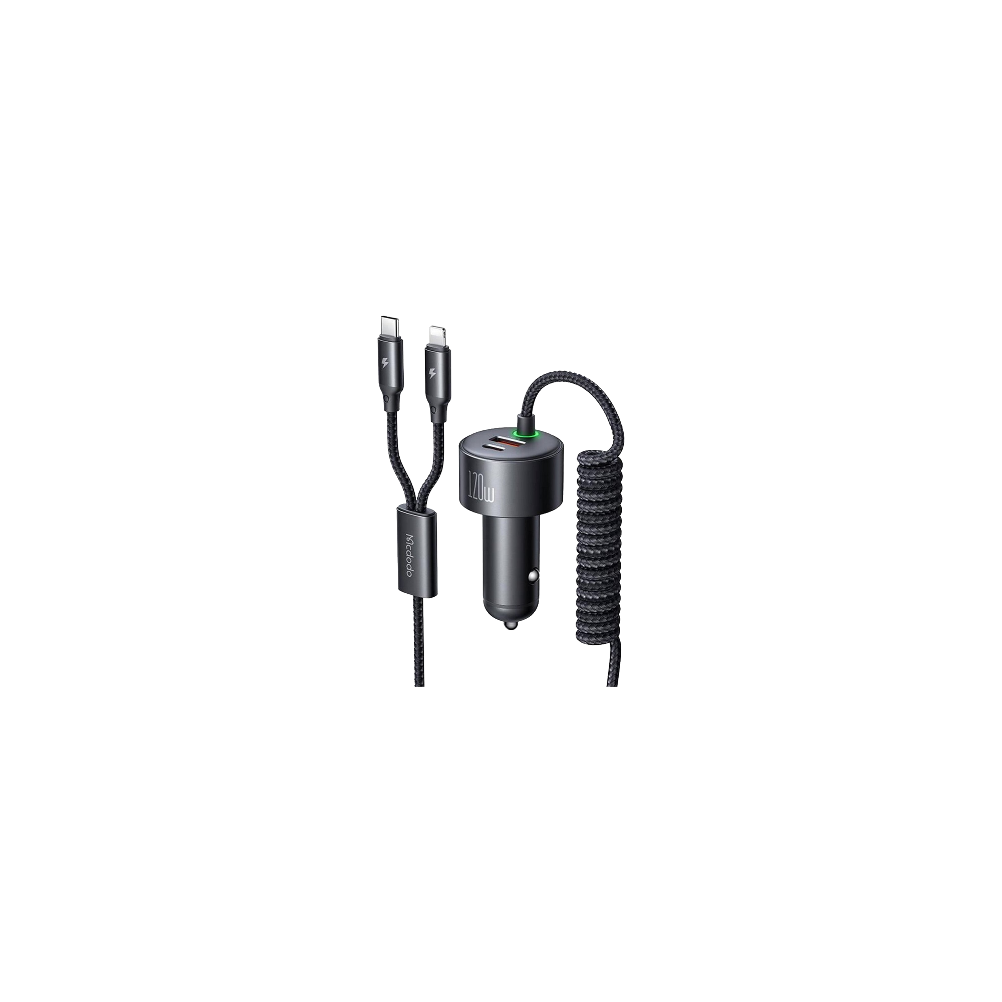 Car Charger 120W - USB C & Lightning cable