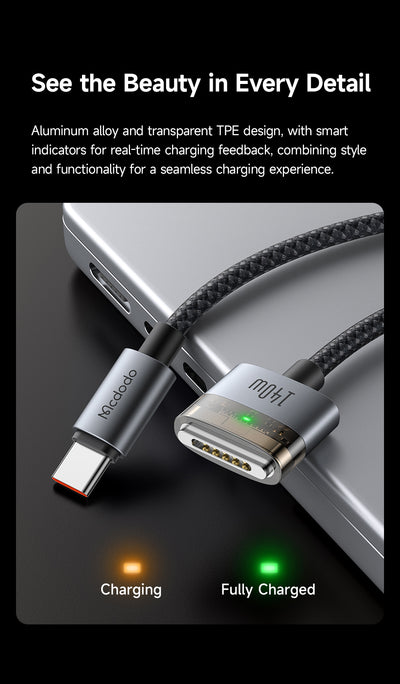 USB C to MagSafe 3 Cable 140W - Macbook - 2 Meter