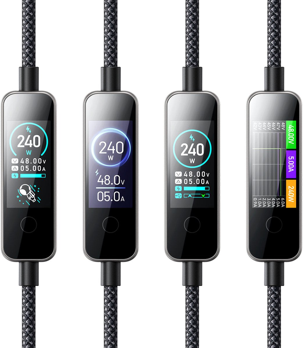 240W Snellader USB C naar USB C Kabel - 1.2 Meter - OLED Display