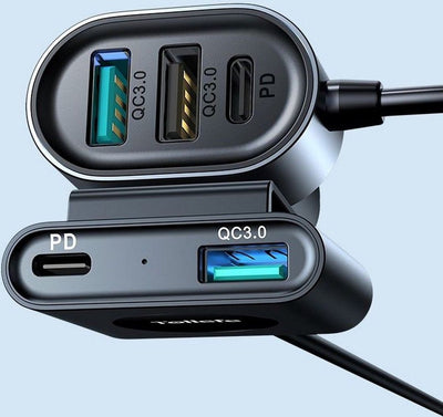 72W Car Charger with USB-A and USB-C ports