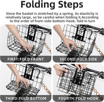 Foldable Bike Basket for Front and Back - Easy Removable