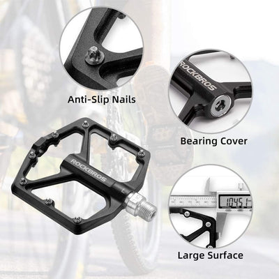 ROCKBROS Fietspedalen 9/16" - Aluminium Antislip, Ultralicht - Zwart