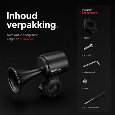 Wieport Elektrische Fietshoorn - 120dB Oplaadbaar - Universele Montage - Zwart