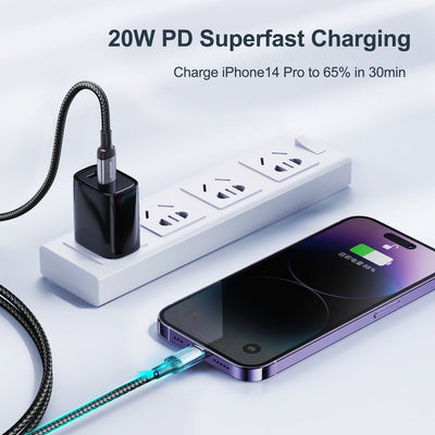 Joyroom USB C naar Lightning Kabel 2 Meter - Snellader voor iPhone 20W - Zwart