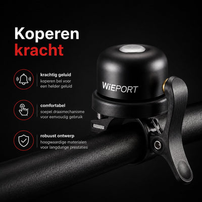 Wieport Fietsbel met AirTag Houder - Universeel en Waterdicht - Zwart