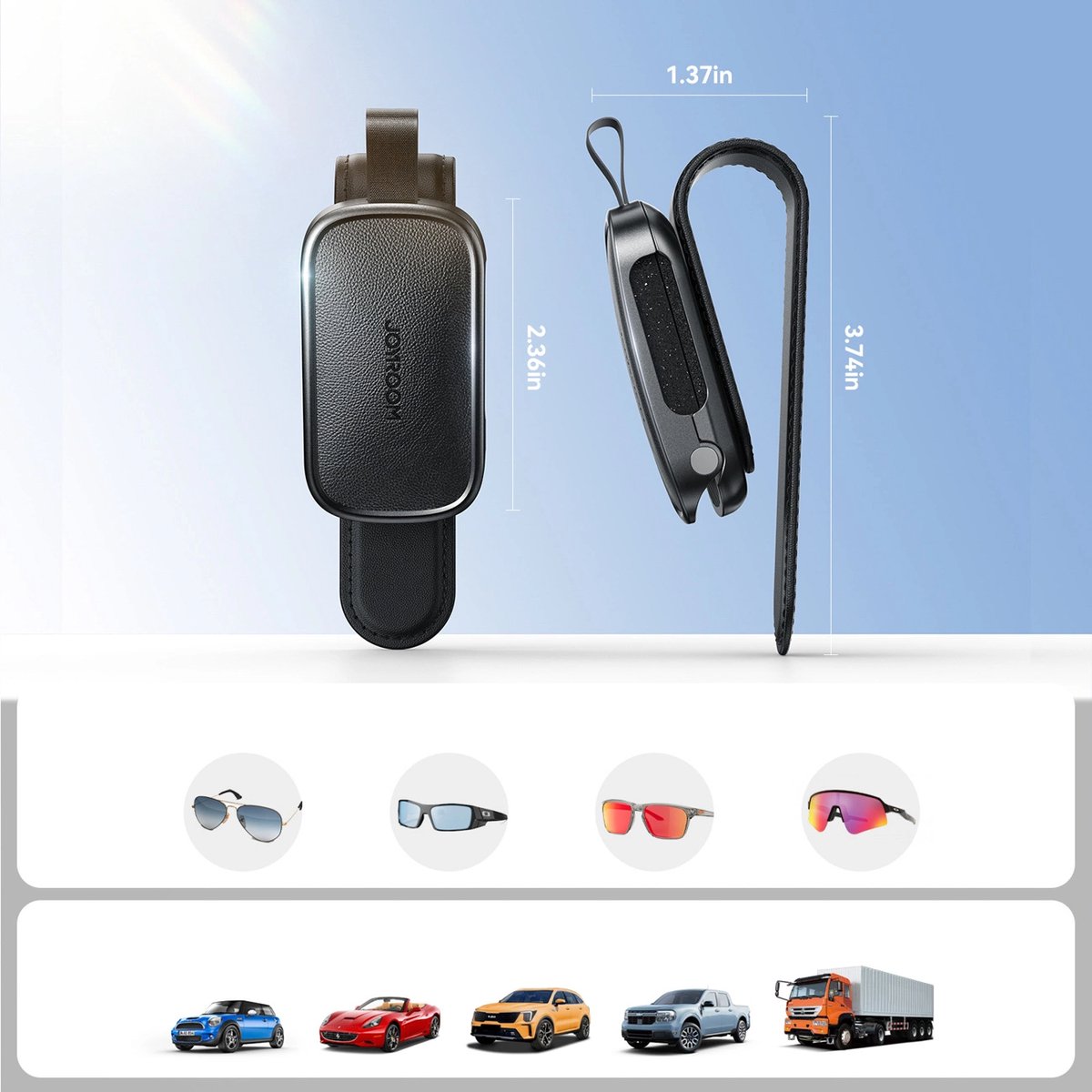 Joyroom Zonnebrilhouder voor Auto - Magnetische Clip - Zwart