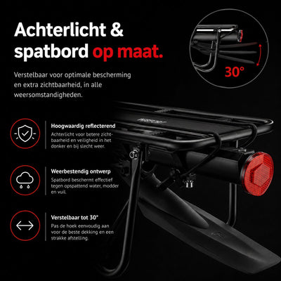 Wieport Fietsbagagedrager Mountainbike 24-29 inch - Zwart met Spatbord en Reflector