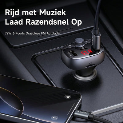 Car FM Transmitter - Micro SD - 72W Fast Charger