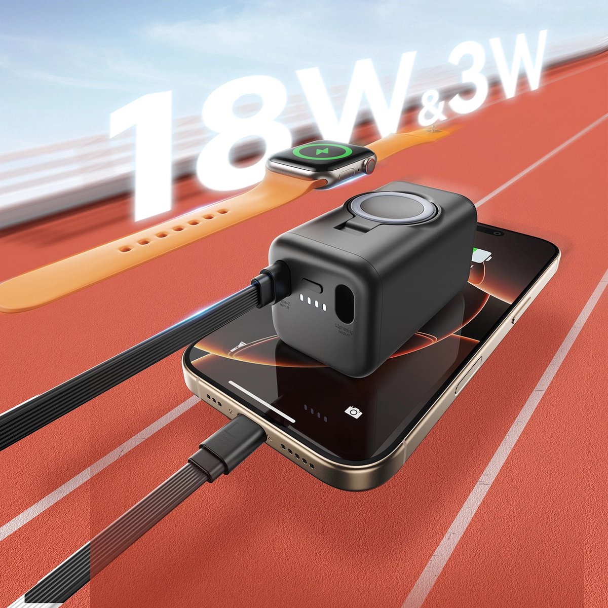 Powerbank 10000mAh voor Apple Watch met USB C Kabel