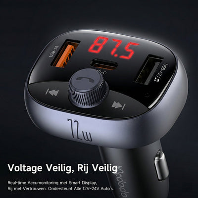 Car FM Transmitter - Micro SD - 72W Fast Charger