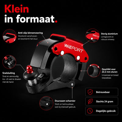 Wieport Compact Bicycle Bell - Powerful Sound - Stainless Steel Aluminum - Universal Mounting - Red