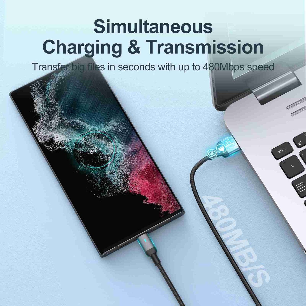 JOYROOM USB C naar USB C Kabel 1.2m 100W PD Zwart