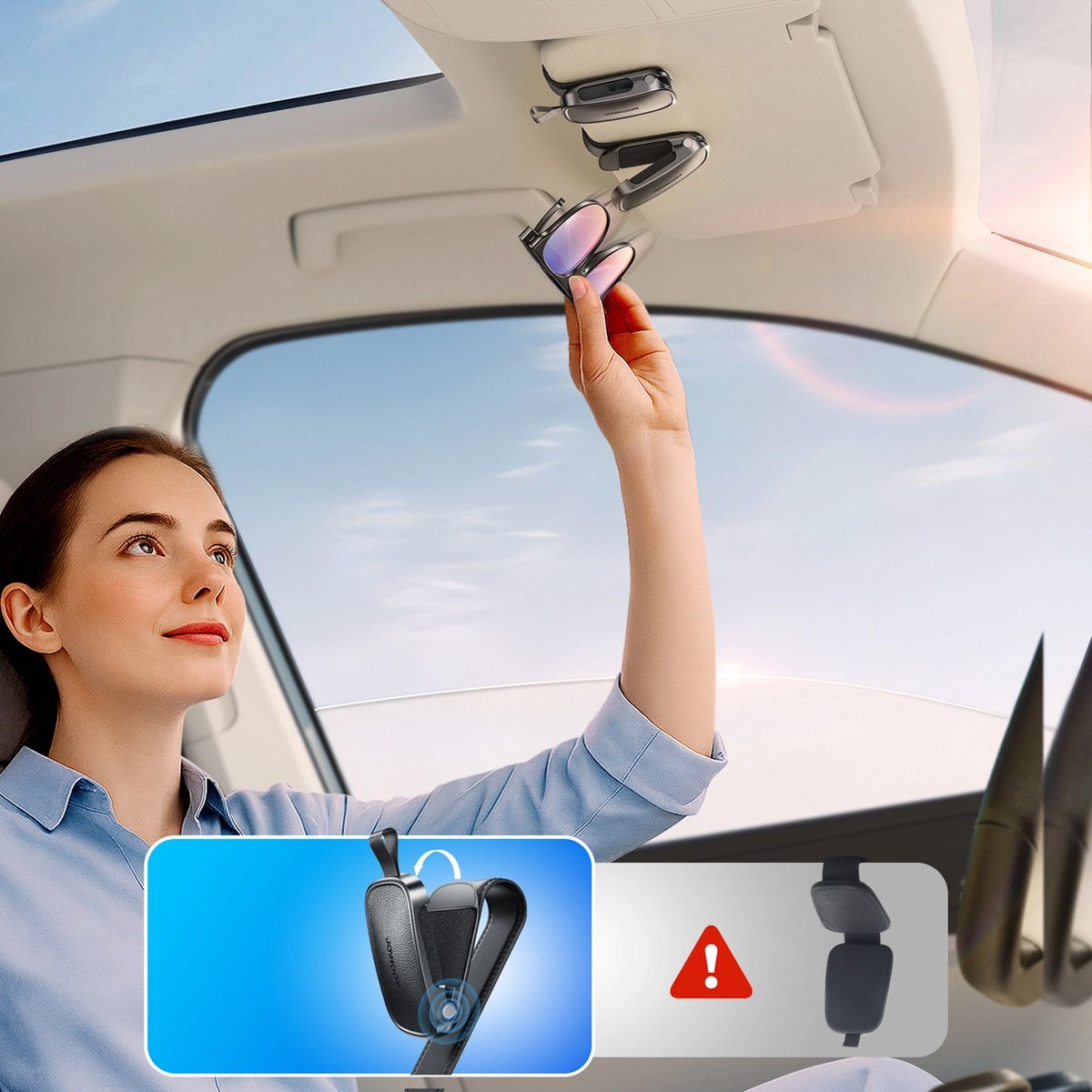 Joyroom Zonnebrilhouder voor Auto - Magnetische Clip - Zwart