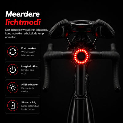 Wieport Bike Rear Light with Brake Sensor - USB C Rechargeable - Black
