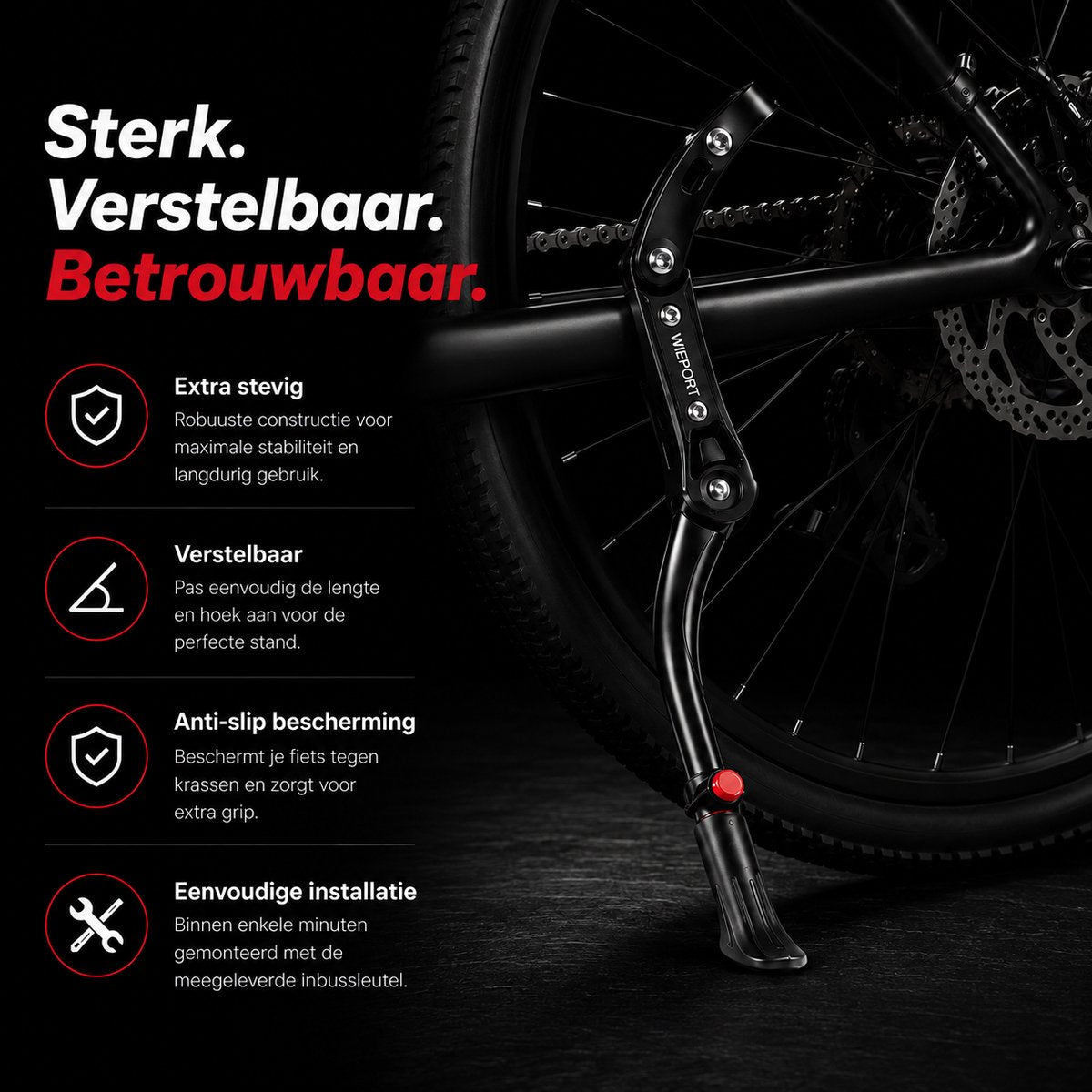 Wieport Bicycle Stand 24 to 29 Inch - Aluminum - Adjustable - Black