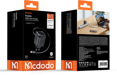 3in1 100W Fast Charger with Retractable USB C Cable