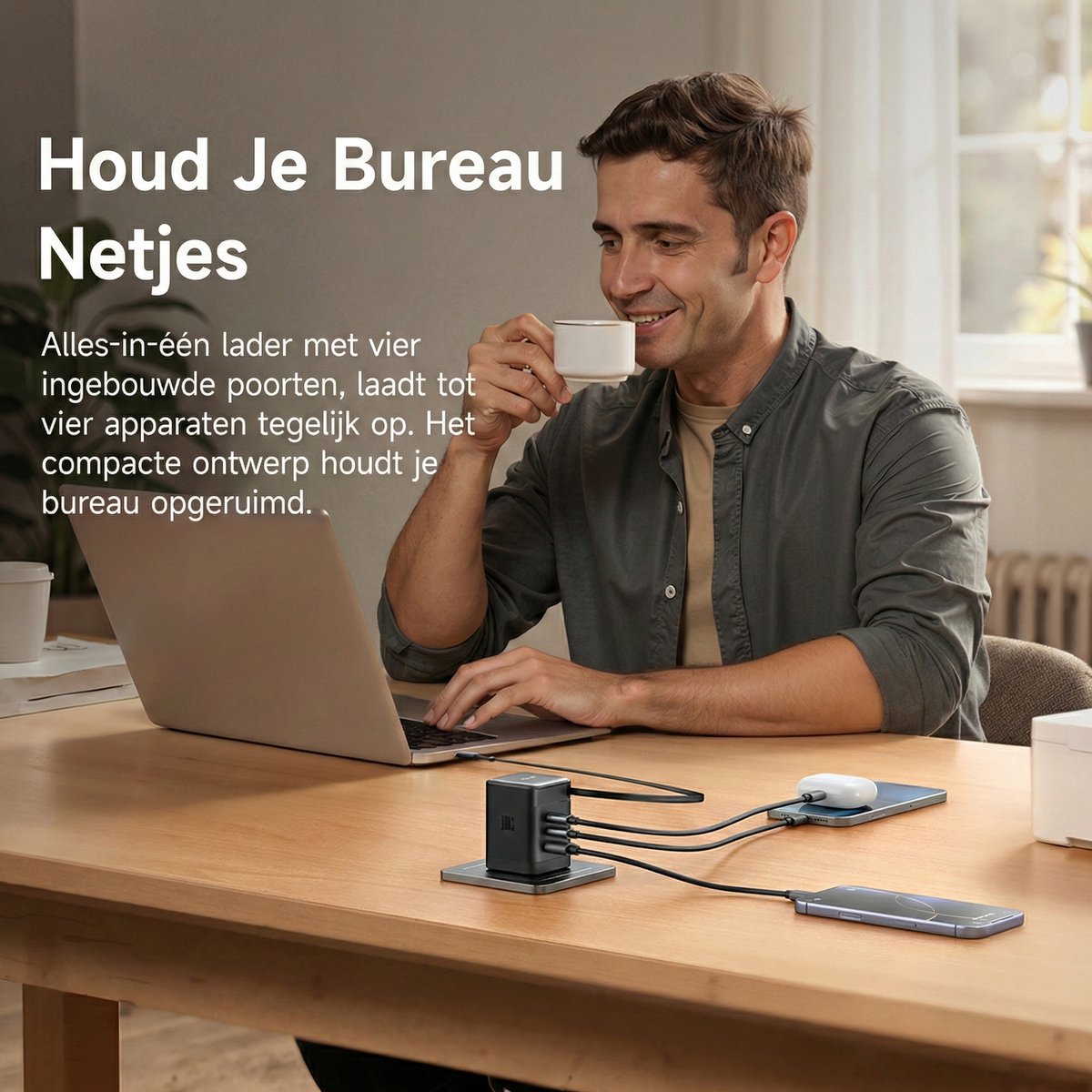 3in1 100W Fast Charger with Retractable USB C Cable