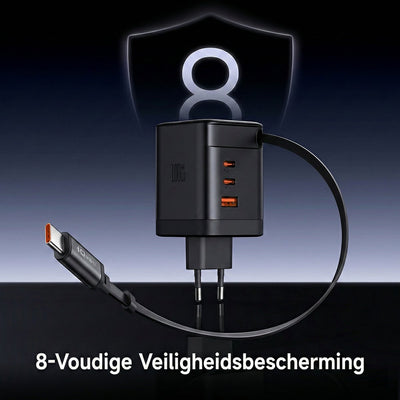 3in1 100W Fast Charger with Retractable USB C Cable