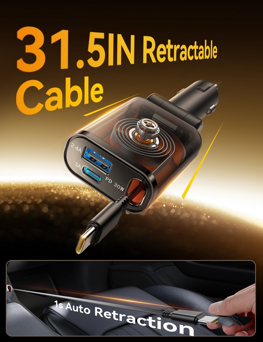 3in1 Car Charger 30W with UBC C Cable