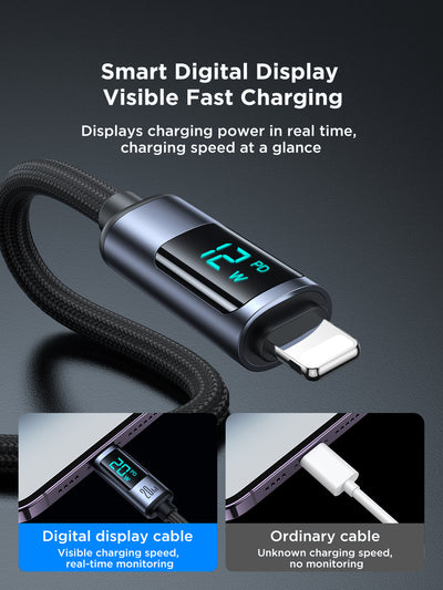 USB C to Lightning Cable - 20W Fast Charger with Display