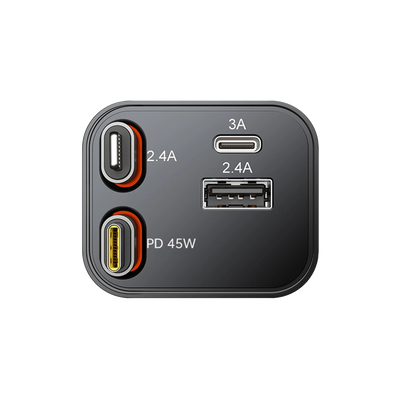 4in1 Car Charger 65W with Retractable USB C & Lightning Cable