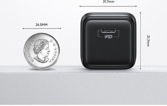 JOYROOM Mini USB C Adapter met Type C Kabel - 25W Snellader - Zwart
