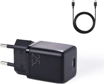 JOYROOM Mini USB C Adapter met Type C Kabel - 25W Snellader - Zwart