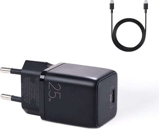 JOYROOM Mini USB C Adapter met Type C Kabel - 25W Snellader - Zwart