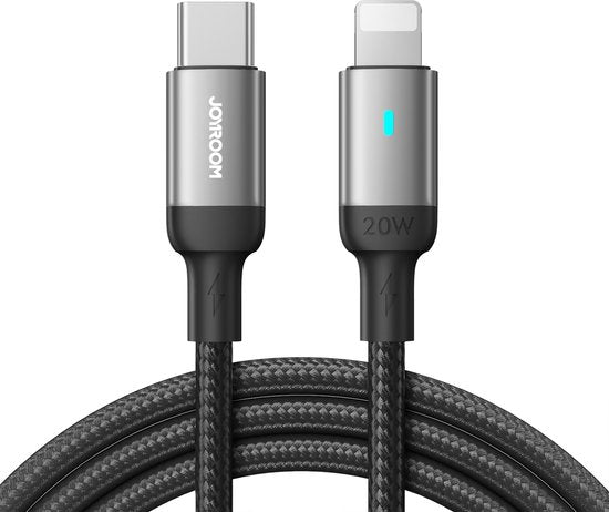 Joyroom USB C naar Lightning Kabel 2 Meter - Snellader voor iPhone 20W - Zwart