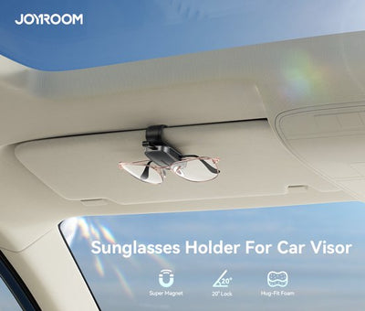 Joyroom Zonnebrilhouder voor Auto - Magnetische Clip - Zwart