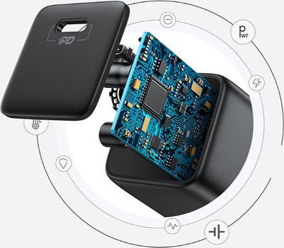 JOYROOM Mini USB C Adapter met Type C Kabel - 25W Snellader - Zwart